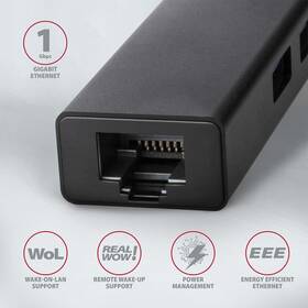 USB Hub Axagon USB 3.2 Gen 1 húb, 3x USB-A + Gigabit Ethernet, kábel USB-A 20cm čierny

 obrázok produktu 6 z 7