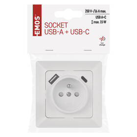 Zásuvka EMOS jednonásobná s USB-A a USB-C biela

 obrázok produktu 7 z 8