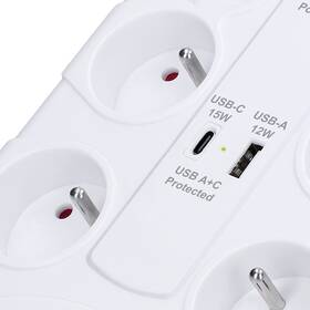 Prepäťová ochrana Solight 8x zásuvka, USB A + C, 2m biela

 obrázok produktu 2 z 6