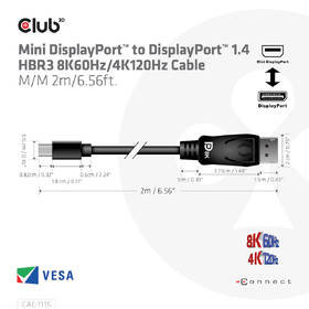 Kábel Club3D mini DisplayPort 1.4/DisplayPort 1.4, 2m čierny

 obrázok produktu 4 z 5