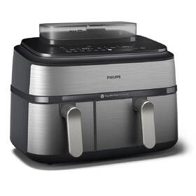 Fritéza teplovzdušná Philips Airfryer Dual Basket 5000 series 9 l, NA555/00 strieborná

 obrázok produktu 5 z 12