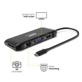 Dokovacia stanica PORT CONNECT 8v1 DUAL SCREEN, HDMI, VGA, 3xUSB-A, RJ-45, TF, SD čierna

 obrázok produktu 8 z 9