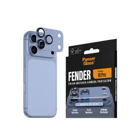 Tvrdené sklo PanzerGlass FENDER na Apple iPhone 18 Pro, ochranný hliníkový prvek fotoaparátu modré

 obrázok produktu 2 z 5