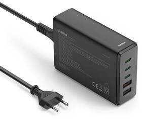 Nabíjačka do siete Hama GaN, 3x USB-C PD, 2x USB-A (1x QC), 140 W čierny

 obrázok produktu 1 z 9