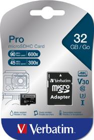 Pamäťová karta Verbatim microSDHC 32GB UHS-I V30 U3 (90R/45W) + adaptér 

 obrázok produktu 2 z 2