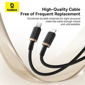 Kábel Baseus Dura USB-C/Lightning, 20W, 2m čierny/zlatý

 obrázok produktu 10 z 16