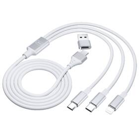 Kábel 3mk Hyper 3in1 USB-A/USB-C na USB-C/microUSB/Lightning, 1,5m biely

 obrázok produktu 2 z 10