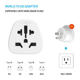Cestovný adaptér FIXED pro UK, US, AUS do USA biely

 obrázok produktu 2 z 4