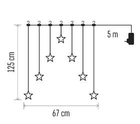 Vianočné osvetlenie EMOS 70 LED záves – 7 hviezd, 67 × 125 cm, vnútorné, teplá biela 

 obrázok produktu 4 z 5