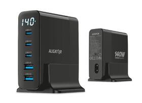 Nabíjačka do siete Aligator GaN Power Station 140W, 3× USB-C, 2× USB-A čierna

 obrázok produktu 4 z 4