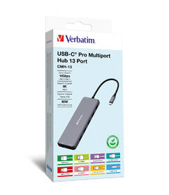 USB Hub Verbatim USB-C Pro Multiport 13 Port strieborný

 obrázok produktu 4 z 4
