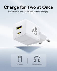 Nabíjačka do siete Baseus Palm 20W 1xUSB-A 1xUSB-C PD QC 3.0 biela

 obrázok produktu 6 z 13