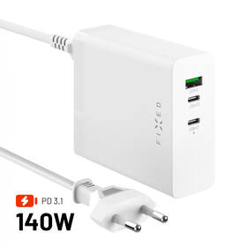 Nabíjačka do siete FIXED Charging Station, 2xUSB-C 1xUSB-A, GaN, PD 3.1, 140W biela

 obrázok produktu 1 z 13