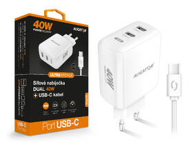 Nabíjačka do siete Aligator Power Delivery 40W, 2x USB-C + USB-C kábel biela

 obrázok produktu 3 z 3