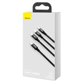 Kábel Baseus Rapid Series 3v1 USB-C (Micro USB/Lightning/USB-C) PD 20W 1,5m čierny

 obrázok produktu 9 z 10