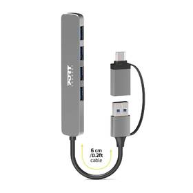 USB Hub PORT CONNECT USB-A/USB-C, 4x USB 3.0 strieborný

 obrázok produktu 2 z 7