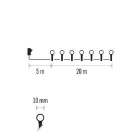 LED reťaz EMOS 200LED cherry reťaz - guličky, 20 m, vonkajšia aj vnútorná, teplá biela, programy, časovač 

 obrázok produktu 4 z 6