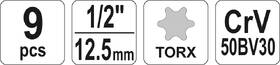 Sada hlavíc YATO 1/2" TORX E10-E24 (9 ks) 

 obrázok produktu 5 z 6
