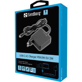 Sieťový adaptér Sandberg USB-C AC Charger PD65W, EU 2M čierny

 obrázok produktu 3 z 3