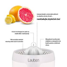 Lis na citrusy Lauben Electric Citrus Juicer 110WT biely

 obrázok produktu 9 z 16