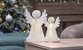 LED dekorácie EMOS papierový anjeli so stojanom, 2 ks, 20LED, 28/38 cm, teplá biela 

 obrázok produktu 6 z 8