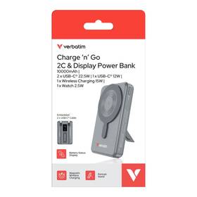 Powerbank Verbatim magnetická, bezdrôtová Charge 'n' Go C+C, displej, 10000 mAh sivá

 obrázok produktu 8 z 8