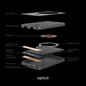 Powerbank Epico 5000 mAh Aluminium Magnetic Wireless sivý

 obrázok produktu 3 z 5
