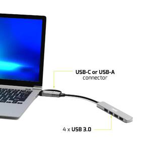 USB Hub PORT CONNECT USB-A/USB-C, 4x USB 3.0 strieborný

 obrázok produktu 7 z 7