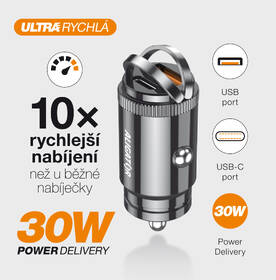 Adaptér do auta Aligator CHPD0006, PD 30W, 1xUSB, 1xUSB-C čierny

 obrázok produktu 3 z 7