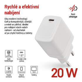 Nabíjačka do siete EMOS GaN, 20W, 1x USB-C biela

 obrázok produktu 7 z 14