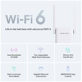 Wi-Fi extender Mercusys ME70X, AX1800 Wi-Fi 6 biely

 obrázok produktu 2 z 7