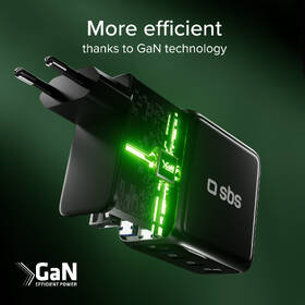 Nabíjačka do siete SBS Smart GaN 3x USB-C/USB-A, PD, 140 W čierna

 obrázok produktu 4 z 8