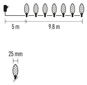 Vianočné osvetlenie EMOS 50 LED reťaz, farebné žiarovky, 9,8 m, multicolor, multifunkcia 

 obrázok produktu 9 z 10