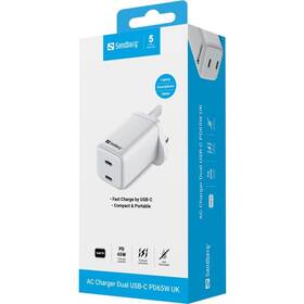Cestovný adaptér Sandberg Dual USB-C, PD65W, UK biely

 obrázok produktu 2 z 2