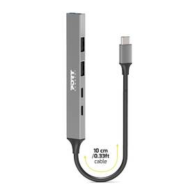 USB Hub PORT CONNECT USB-C, 4× USB + 1× USB-C 100W PD strieborný

 obrázok produktu 2 z 7