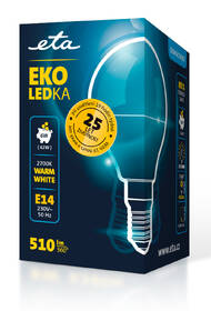 LED žiarovka ETA EKO LEDka mini globe 6W, E14, teplá biela 

 obrázok produktu 3 z 3
