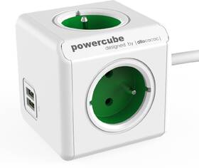 Kábel predlžovací Powercube USB, 4x zásuvka, 2x USB, 1,5m zelený

 obrázok produktu 1 z 4