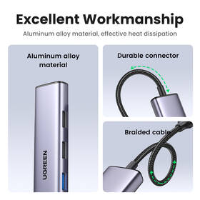 USB Hub UGREEN USB-C/USB-C, 3×USB, HDMI strieborný

 obrázok produktu 5 z 8