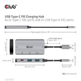 USB Hub Club3D USB-C Gen2 PD na 2x USB-C 10G porty a 2x USB-A 10G porty 

 obrázok produktu 7 z 8