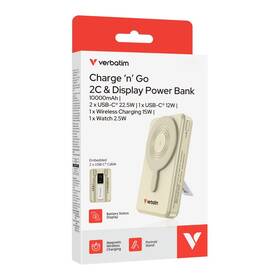 Powerbank Verbatim magnetická, bezdrôtová Charge 'n' Go C+C, displej, 10000 mAh zlatá

 obrázok produktu 6 z 7