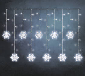 Vianočné osvetlenie EMOS 60 LED záves – vločky, 135 × 50 cm, vnútorné, studená biela 

 obrázok produktu 2 z 8