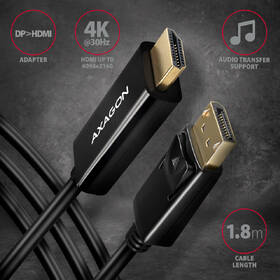 Kábel Axagon DisplayPort / HDMI 1.4, 1.8m, 4K/30Hz čierny

 obrázok produktu 1 z 4