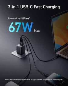 Nabíjačka do siete Anker 2x USB-C, 1x USB-A, 67 W, GaN čierna

 obrázok produktu 1 z 5