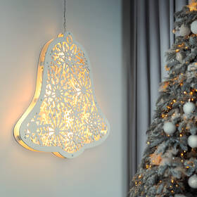 LED dekorácie Solight drevený vianočný zvonček, 9x LED, biela, 30cm, časovač, 2x AA 

 obrázok produktu 3 z 4