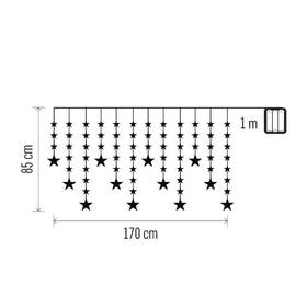 LED reťaz EMOS vánoční závěs – hvězdy, 170x85 cm, 3x AA, venkovní i vnitřní, teplá bílá, časovač priehľadný

 obrázok produktu 2 z 4