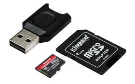 Pamäťová karta Kingston MicroSDXC 256GB UHS-II U3 ​​(285R/165W) + adaptér + čítačka 

 obrázok produktu 1 z 2
