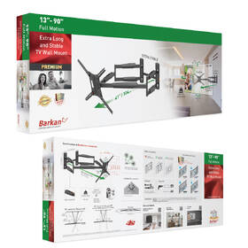 Držiak na TV Barkan BM466XP, polohovateľný, pre uhlopriečky 13" až 90", nosnosť 60 kg čierny

 obrázok produktu 4 z 4