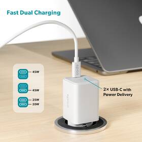 Nabíjačka do siete Epico UltraBoost GaN 45W 2x USB-C + kábel biela

 obrázok produktu 5 z 5
