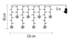 Vianočné osvetlenie EMOS 60 LED záves – vločky, 135 × 50 cm, vnútorné, studená biela 

 obrázok produktu 7 z 8