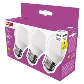 LED žiarovka EMOS Classic mini globe, E27, 4,2 W, neutrálna biela (3 ks) 

 obrázok produktu 3 z 3
